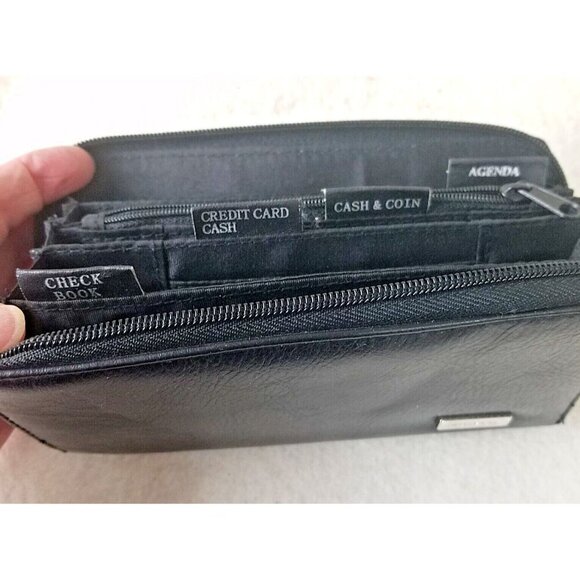Rosetti Zip‎ Around Black Wallet Check Book Cash/Coins Credit Cards Receipts - Picture 3 of 9